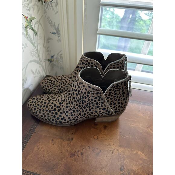 Michael Shannon Leather Upper Ankle Boots Zip -Up Women's Size 8.5 Leopard Print - Picture 3 of 8